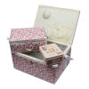 Nhkorb-Set Blumenmuster rosa, weiss (1x gro und 1x mittel) und Accessoires Box (mit Zubehr)