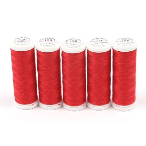 Ackermann Universal N�hgarn St�rke 120 - 5x 200 m, Farbe 0904 dunkelrot