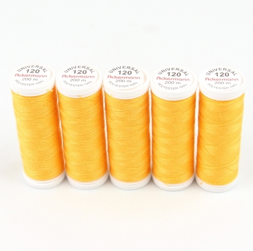 Ackermann Universal N�hgarn St�rke 120 - 5x 200 m, Farbe 0705 gelborange