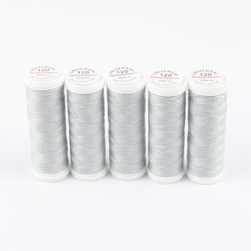 Ackermann Universal N�hgarn St�rke 120 - 5x 200 m, Farbe 0918 hellgrau
