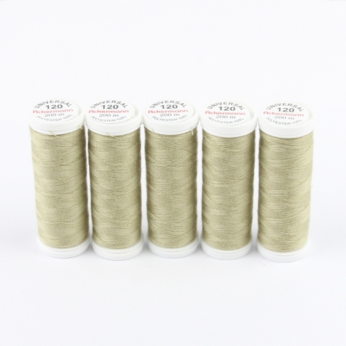 Ackermann Universal N�hgarn St�rke 120 - 5x 200 m, Farbe 8061 beigegr�n