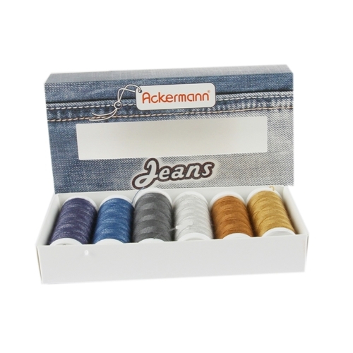 Ackermann Jeans-N�hgarn-Set Farb-Mix: St�rke 30 (4x 70 m) und St�rke 80 (2x 150 m)