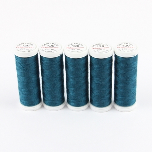 Ackermann Universal N�hgarn St�rke 120 - 5x 200 m, Farbe 8045 petrol