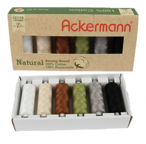 Ackermann N�hgarnmix Natural 100 % Baumwolle - 6x 500 m, St�rke 80