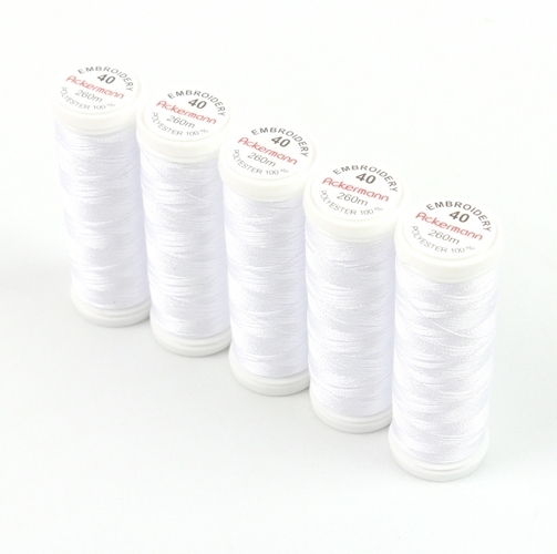 Ackermann Embroidery N�hgarn St�rke 40 - 5x 260 m, Farbe 2800 wei�