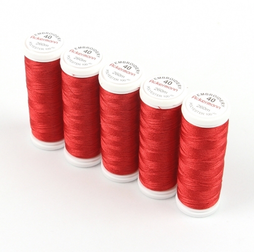 Ackermann Embroidery Stickgarn St�rke 40 - 5x 260 m, Farbe 2819 rot