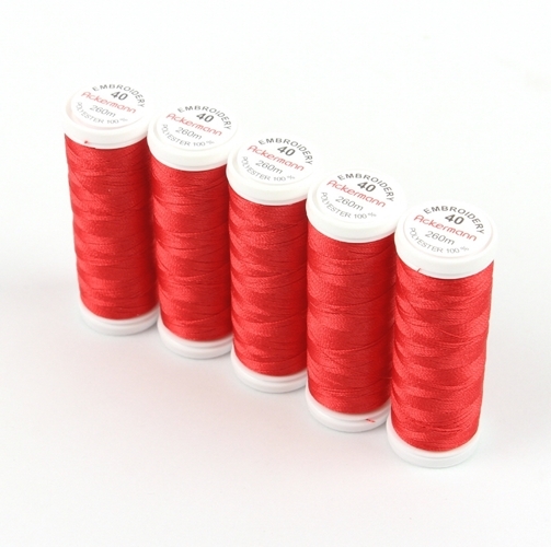 Ackermann Embroidery Stickgarn St�rke 40 - 5x 260 m, Farbe 2820 rot