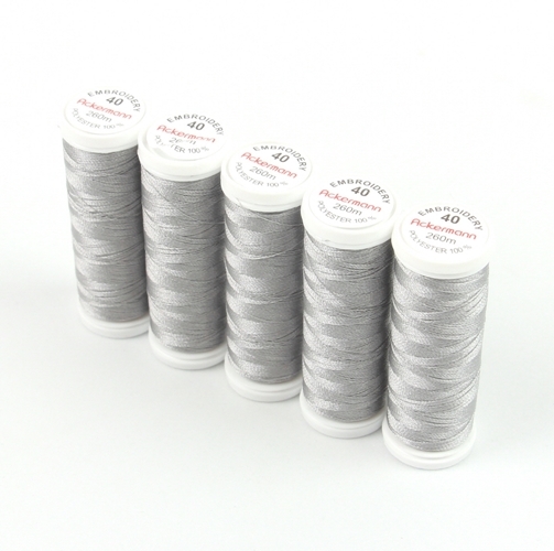 Ackermann Embroidery N�hgarn St�rke 40 - 5x 260 m, Farbe 2900 grau