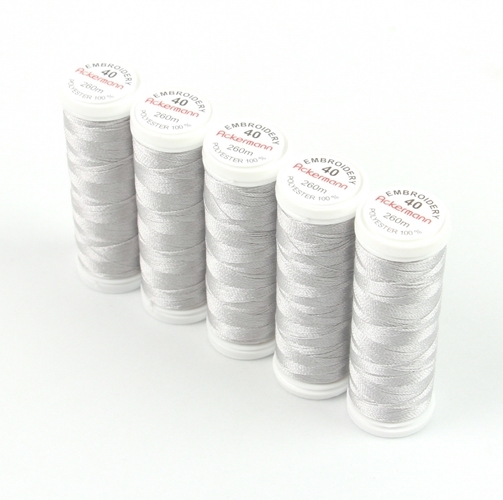 Ackermann Embroidery N�hgarn St�rke 40 - 5x 260 m, Farbe 2901 silber