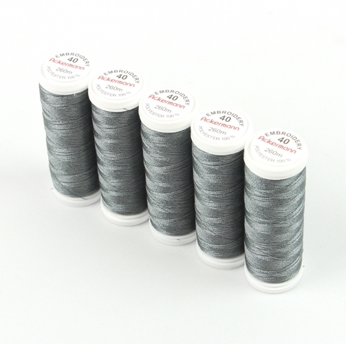 Ackermann Embroidery N�hgarn St�rke 40 - 5x 260 m, Farbe 2902 dunkelgrau