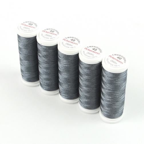 Ackermann Embroidery Stickgarn St�rke 40 - 5x 260 m, Farbe 2907 dunkelgrau