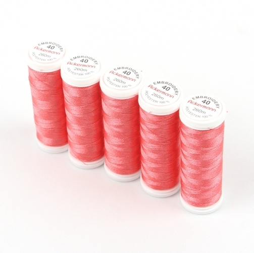 Ackermann Embroidery Stickgarn St�rke 40 - 5x 260 m, Farbe 2992 koralle