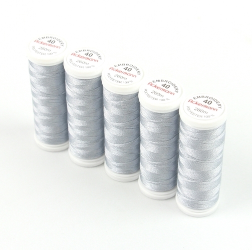 Ackermann Embroidery N�hgarn St�rke 40 - 5x 260 m, Farbe 3633 silber