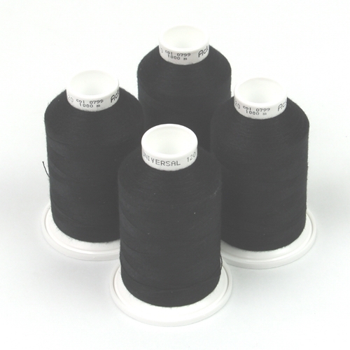 Ackermann Universal N�hgarn St�rke 120 - 4x 1.000 m, Farbe 0799 schwarz