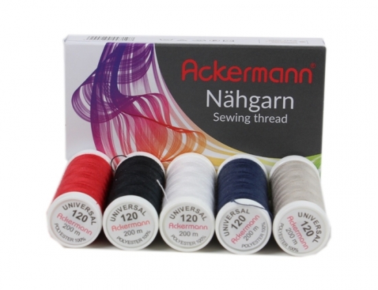 Ackermann Universal N�hgarn St�rke 120 - 5x 200 m, Farbenmix (5 Farben)